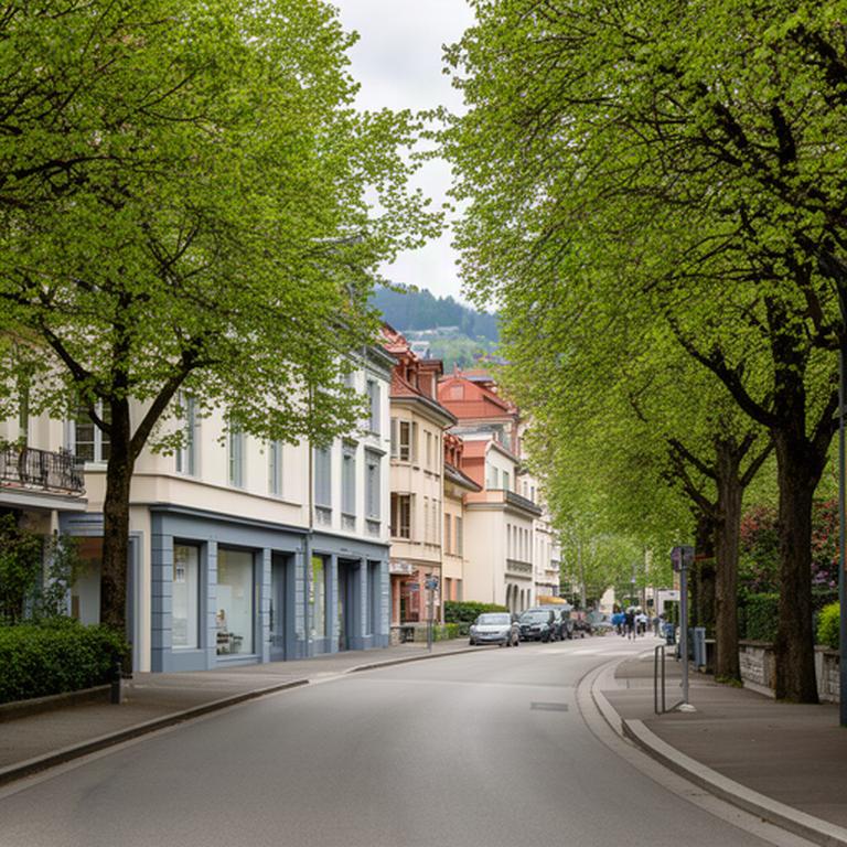 Strassenszene an der Route de Florissant in Chêne-Bougeries mit ruhigem Genfer Quartier