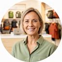 Céline Dubois im freundlichen Kundenservicebereich des Outdoor-Fachgeschäfts